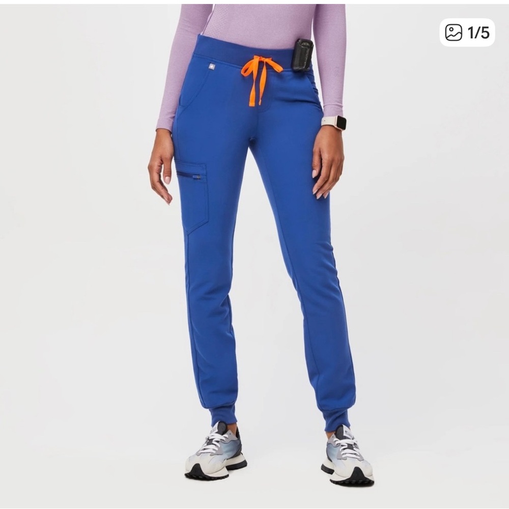 Stylish Blue Jogger Pants with Orange Accents